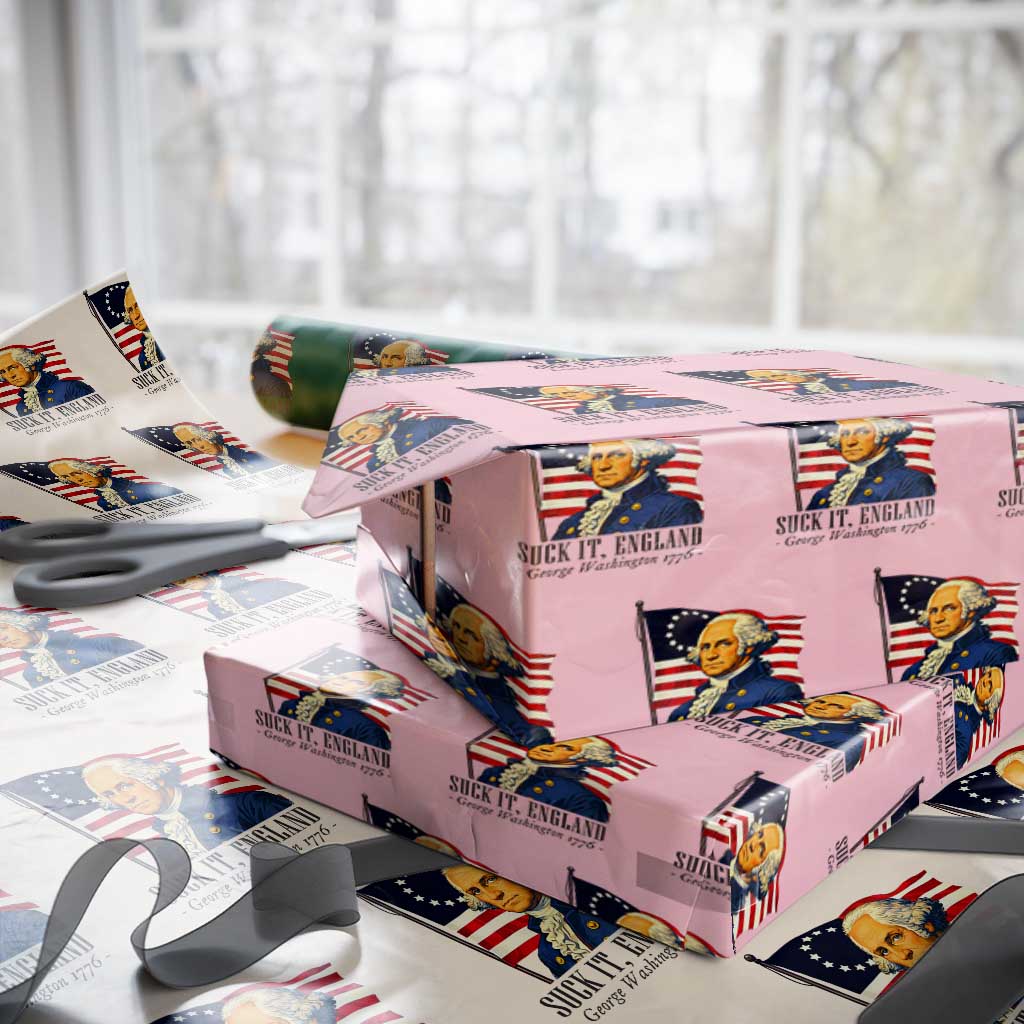 Funny George Washington 1776 Wrapping Paper Roll 4th July Suck-It England TS14 Light Pink Print Your Wear