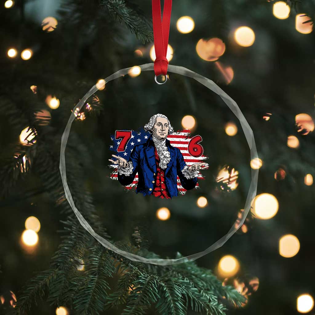Funny George Washington 67 Crystal Glass Ornament Six Seven Meme Gen Alpha Slang TS11 Print Your Wear