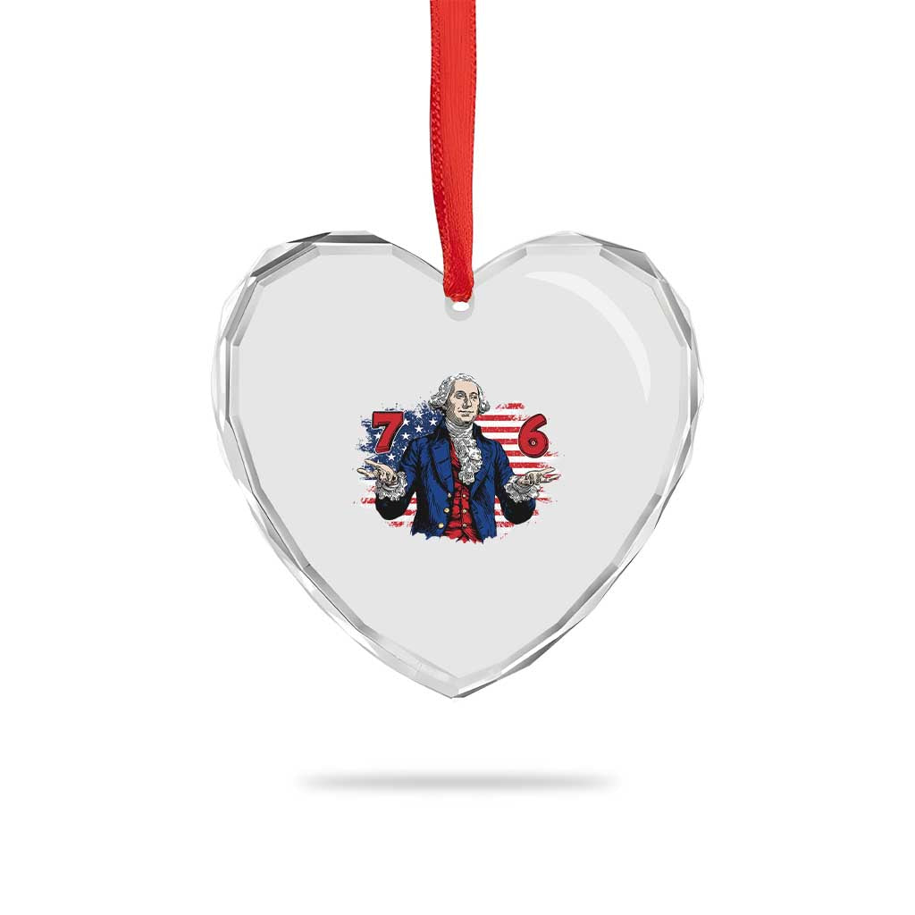 Funny George Washington 67 Heart Crystal Glass Ornament Six Seven Meme Gen Alpha Slang TS11 Print Your Wear