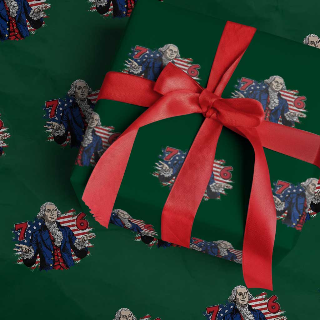 Funny George Washington 67 Wrapping Paper Roll Six Seven Meme Gen Alpha Slang TS11 Green Print Your Wear