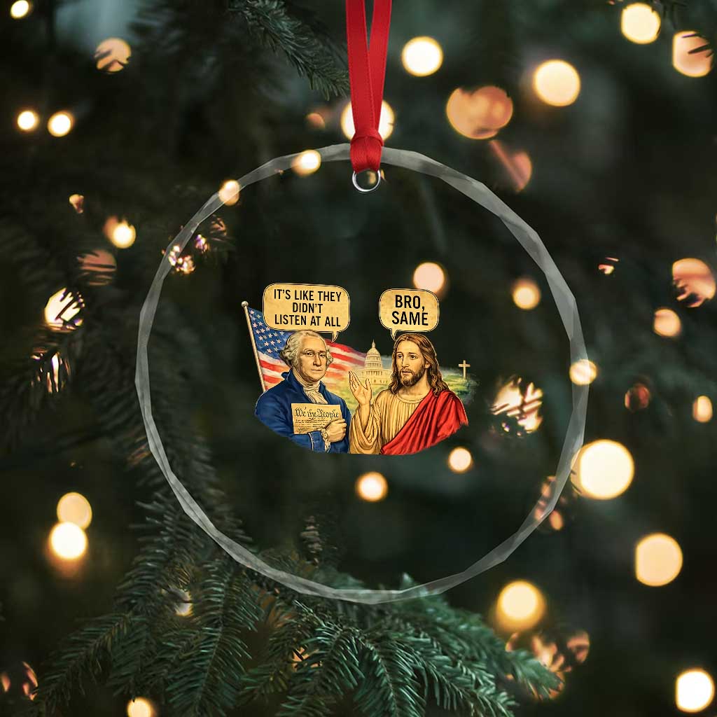 Funny George Washington and Jesus Conversation Crystal Glass Ornament Patriotic Commentary Historical Icons TS02 Print Your Wear