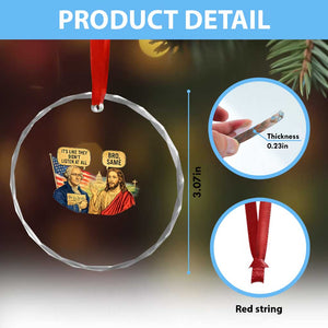 Funny George Washington and Jesus Conversation Crystal Glass Ornament Patriotic Commentary Historical Icons TS02 Print Your Wear