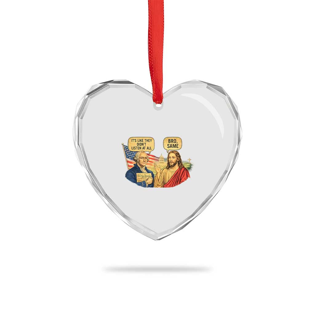 Funny George Washington and Jesus Conversation Heart Crystal Glass Ornament Patriotic Commentary Historical Icons TS02 Print Your Wear