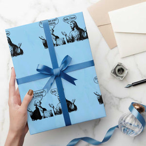 Funny George Washington and Jesus Conversation Wrapping Paper Roll Dude I Know Founding Values and Faith Political Commentary TS02 Light Blue Print Your Wear