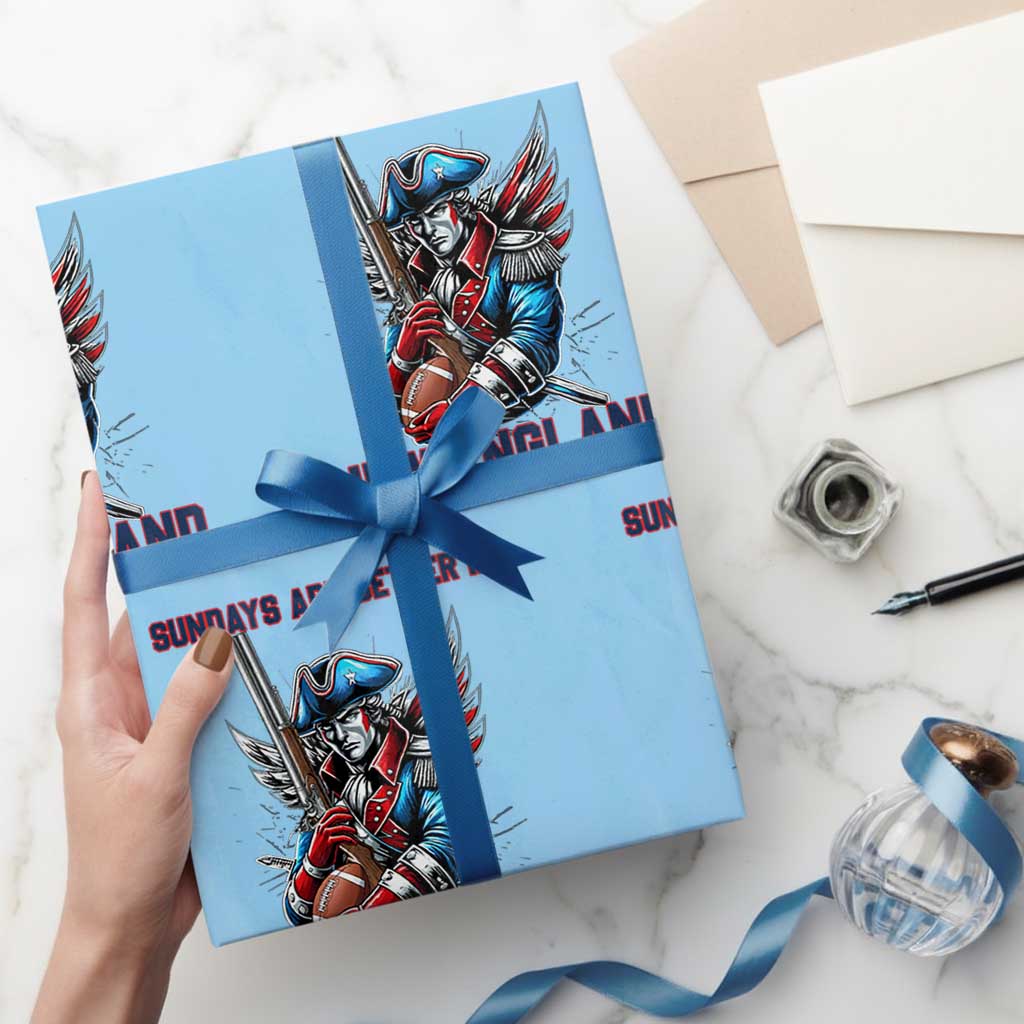 Funny George Washington Football Lover Gift Wrapping Paper Roll Sundays Are Better In New England TS12 Light Blue Print Your Wear