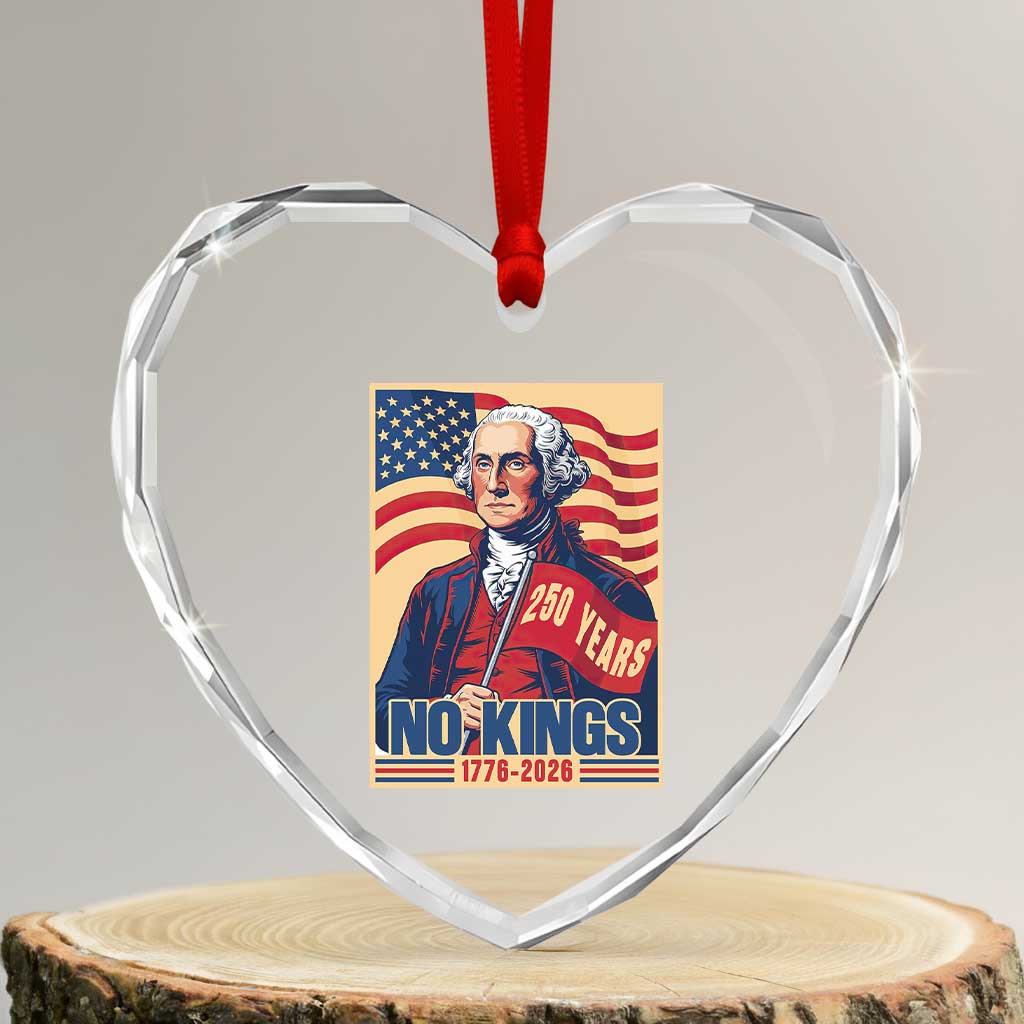 Funny George Washington Freedom Protest Heart Crystal Glass Ornament No Kings TS12 Transparent Glass 3'' Heart Print Your Wear