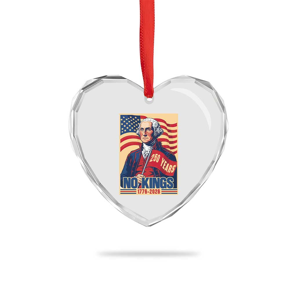 Funny George Washington Freedom Protest Heart Crystal Glass Ornament No Kings TS12 Print Your Wear