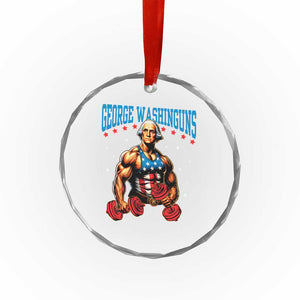 Funny George Washington Gym Crystal Glass Ornament Muscular Flex Workout 4th of July TS10 Print Your Wear