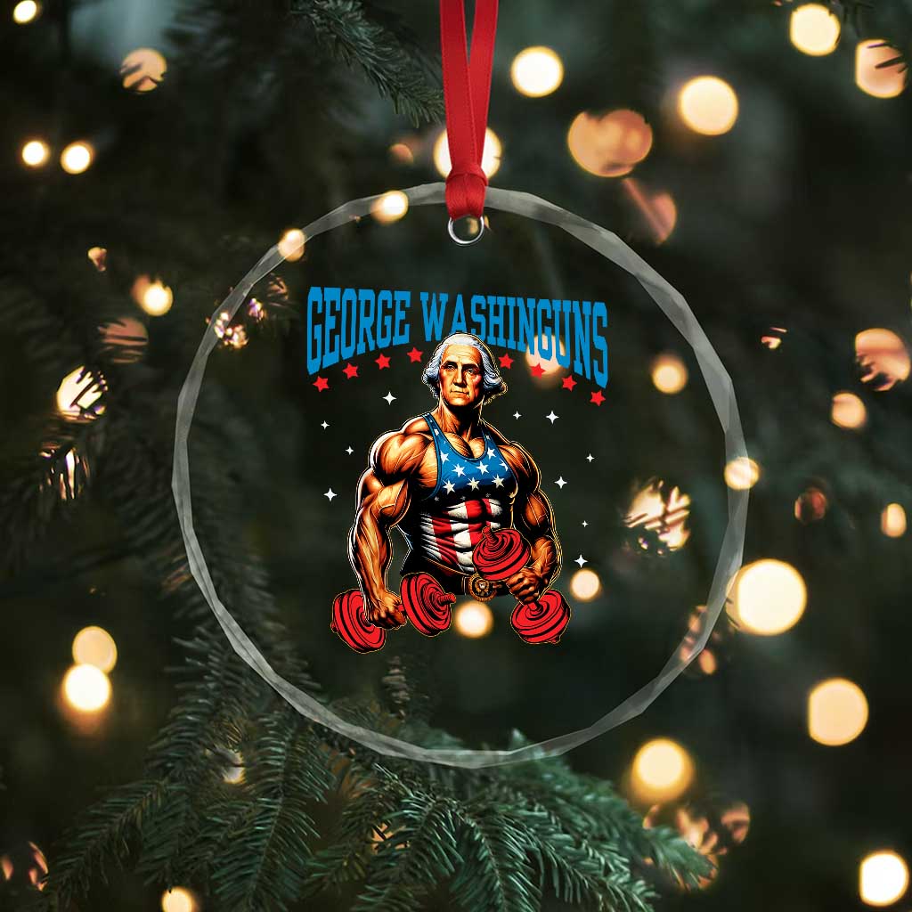 Funny George Washington Gym Crystal Glass Ornament Muscular Flex Workout 4th of July TS10 Print Your Wear