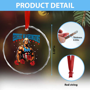 Funny George Washington Gym Crystal Glass Ornament Muscular Flex Workout 4th of July TS10 Print Your Wear