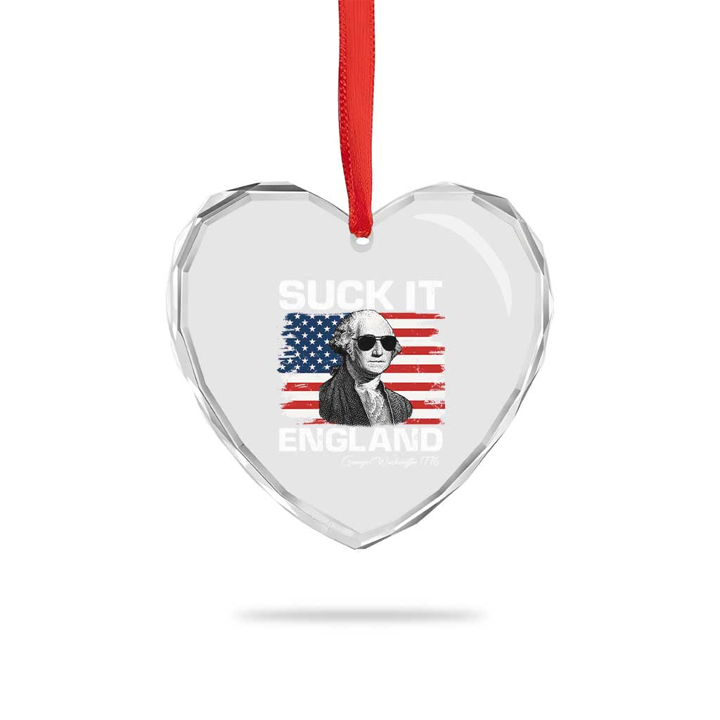 Funny George Washington Heart Crystal Glass Ornament Suck It England Bold Patriotic 4th of July 1776 TS02 Print Your Wear