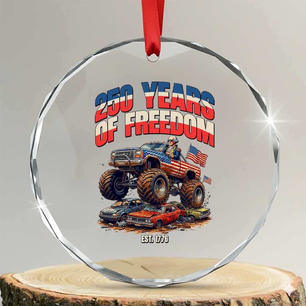 Funny George Washington Monster Truck Crystal Glass Ornament America 250th Anniversary TS12 Transparent Glass 3'' Circle Print Your Wear