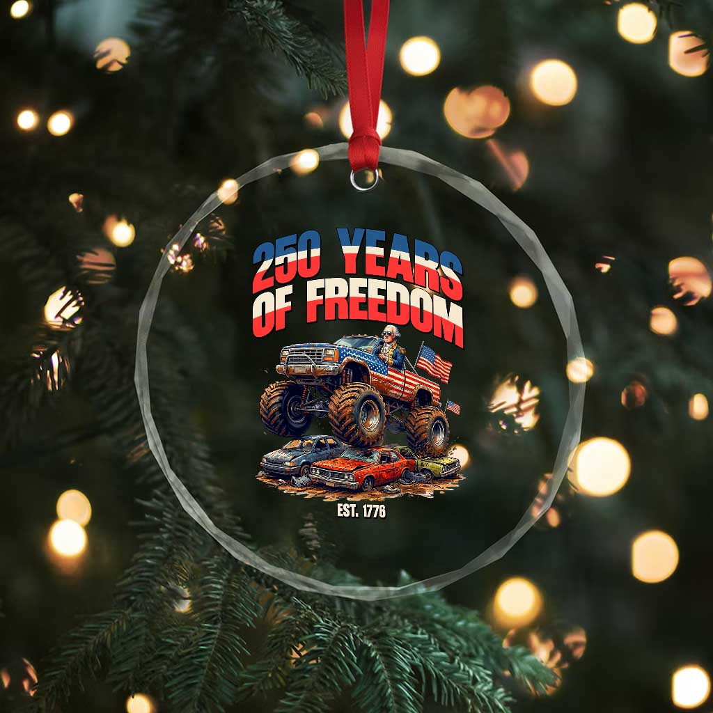 Funny George Washington Monster Truck Crystal Glass Ornament America 250th Anniversary TS12 Print Your Wear