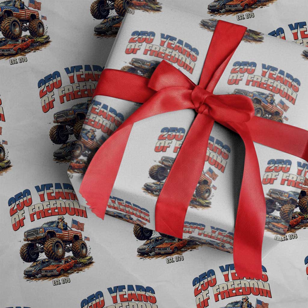 Funny George Washington Monster Truck Wrapping Paper Roll America 250th Anniversary TS12 White Print Your Wear