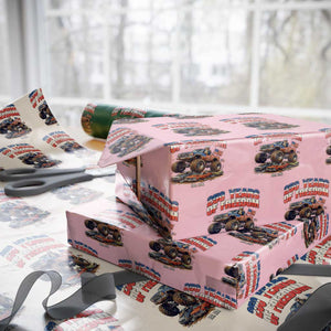 Funny George Washington Monster Truck Wrapping Paper Roll America 250th Anniversary TS12 Light Pink Print Your Wear