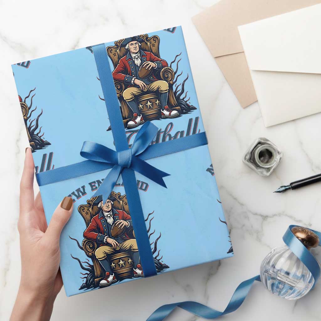 Funny George Washington NE Football Lover Gift Wrapping Paper Roll TS12 Light Blue Print Your Wear