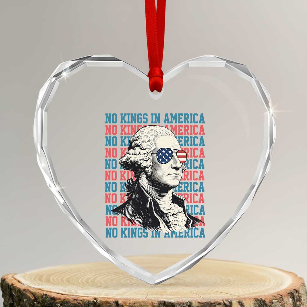 Funny George Washington Protest Heart Crystal Glass Ornament No Kings In America TS12 Transparent Glass 3'' Heart Print Your Wear