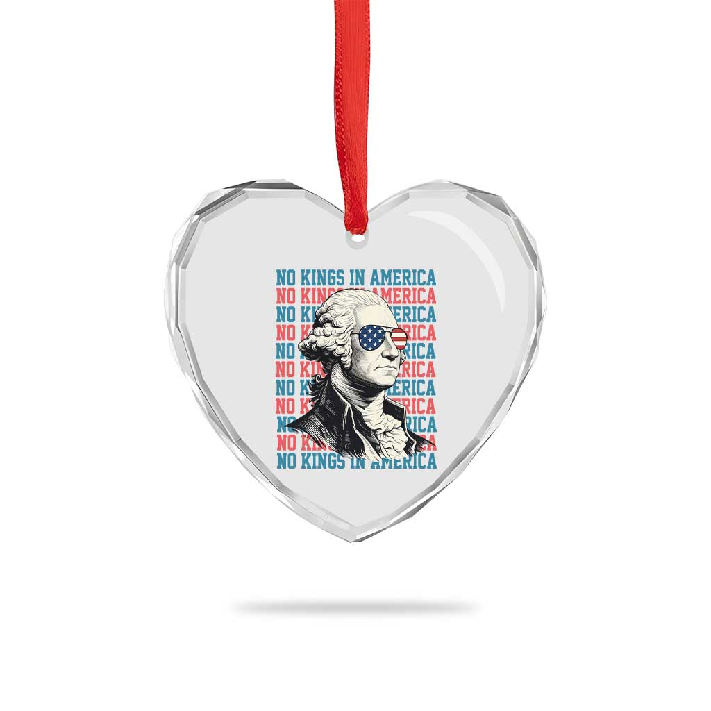 Funny George Washington Protest Heart Crystal Glass Ornament No Kings In America TS12 Print Your Wear