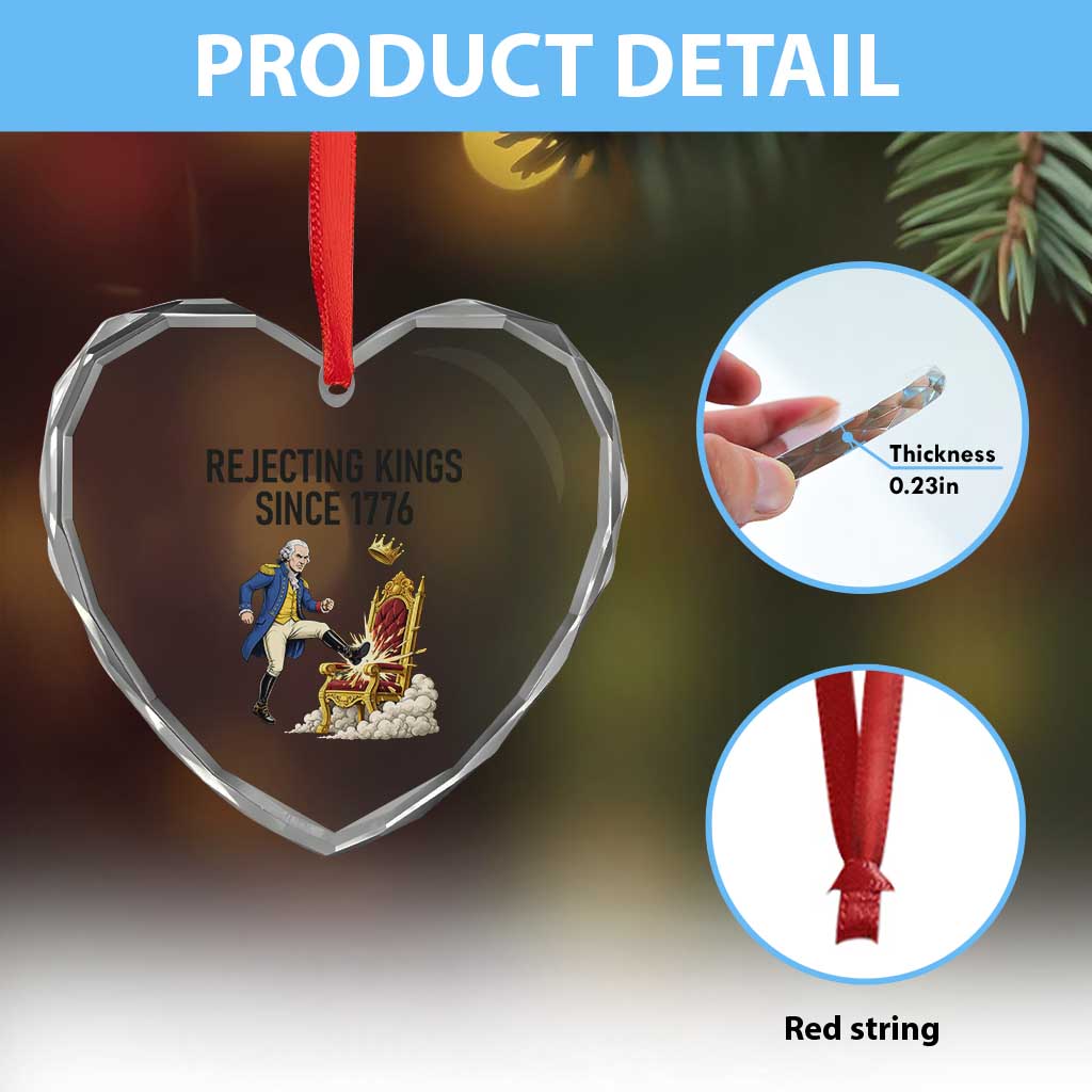 Funny George Washington Protest Heart Crystal Glass Ornament Rejecting Kings Since 1776 TS12 Print Your Wear
