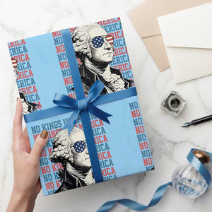 Funny George Washington Protest Wrapping Paper Roll No Kings In America TS12 Light Blue Print Your Wear