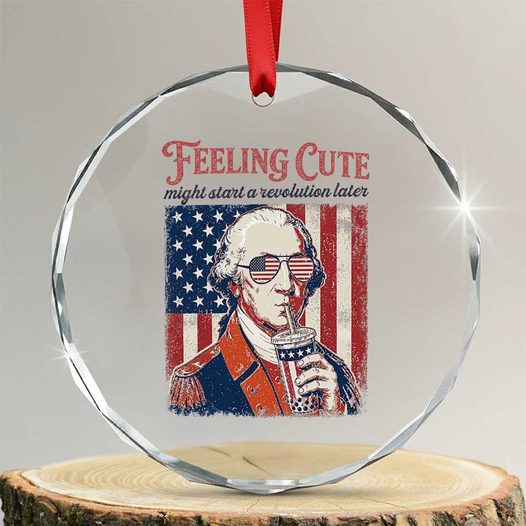 Funny George Washington Revolutionary Patriotic Crystal Glass Ornament Feeling Cute Might Start A Revolution Later