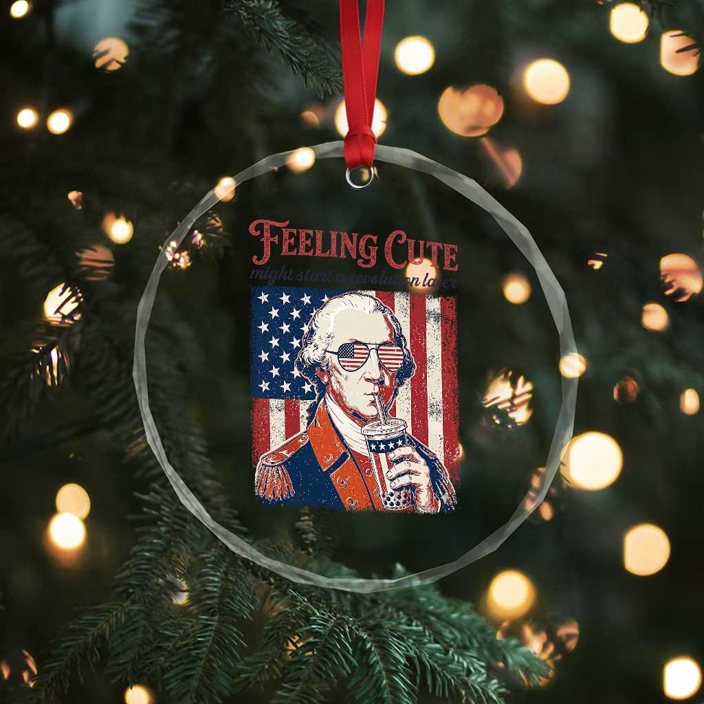 Funny George Washington Revolutionary Patriotic Crystal Glass Ornament Feeling Cute Might Start A Revolution Later
