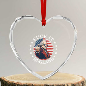 Funny George Washington Revolutionary War Heart Crystal Glass Ornament Suck It England