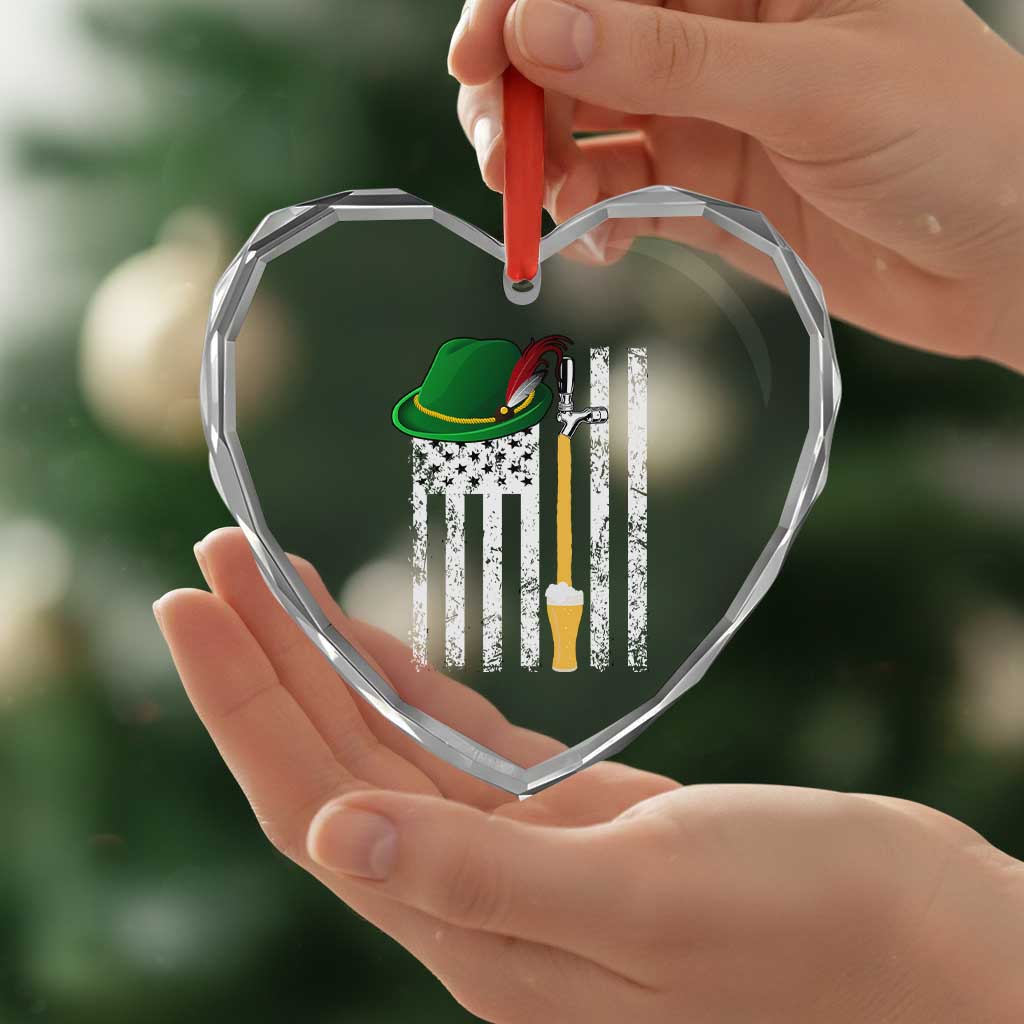 Funny German Beer Heart Crystal Glass Ornament Oktoberfest Vintage American Flag Alpine hat TS11 Print Your Wear