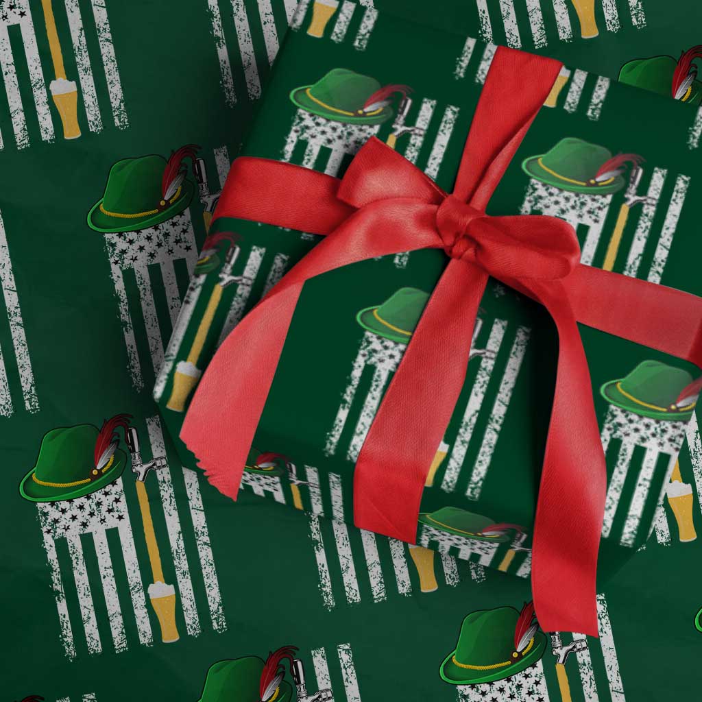 Funny German Beer Wrapping Paper Roll Oktoberfest Vintage American Flag Alpine hat TS11 Green Print Your Wear