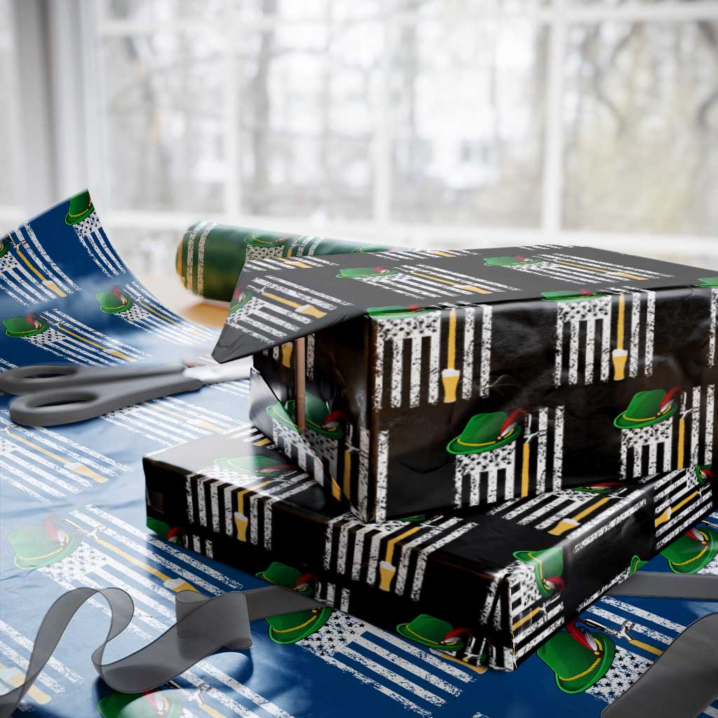 Funny German Beer Wrapping Paper Roll Oktoberfest Vintage American Flag Alpine hat TS11 Black Print Your Wear
