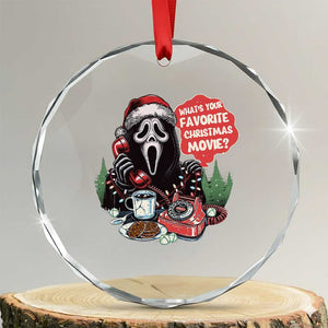Funny Ghost Christmas Face Crystal Glass Ornament Whats Your Favorite Christmas Movie Spooky Xmas TS11 Transparent Glass 3'' Circle Print Your Wear