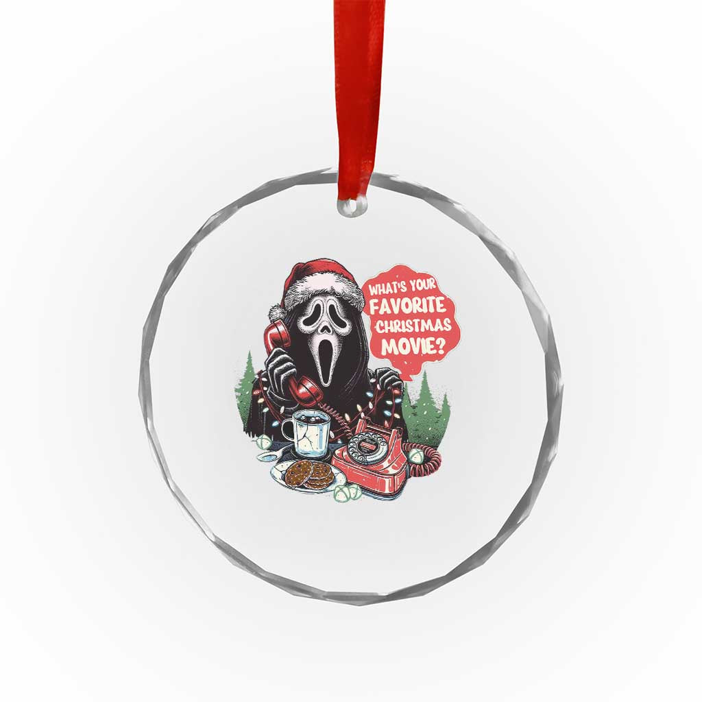 Funny Ghost Christmas Face Crystal Glass Ornament Whats Your Favorite Christmas Movie Spooky Xmas TS11 Print Your Wear