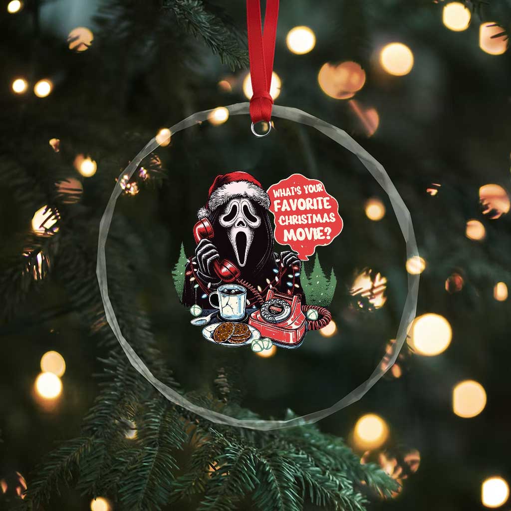 Funny Ghost Christmas Face Crystal Glass Ornament Whats Your Favorite Christmas Movie Spooky Xmas TS11 Print Your Wear