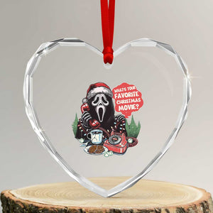 Funny Ghost Christmas Face Heart Crystal Glass Ornament Whats Your Favorite Christmas Movie Spooky Xmas TS11 Transparent Glass 3'' Heart Print Your Wear