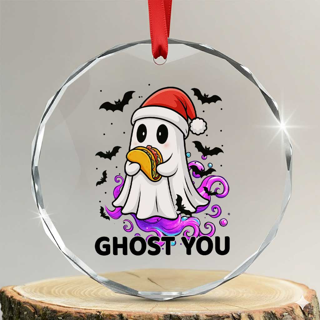 Funny Ghost Halloween Christmas Crystal Glass Ornament Ghost You TS14 Transparent Glass 3'' Circle Print Your Wear