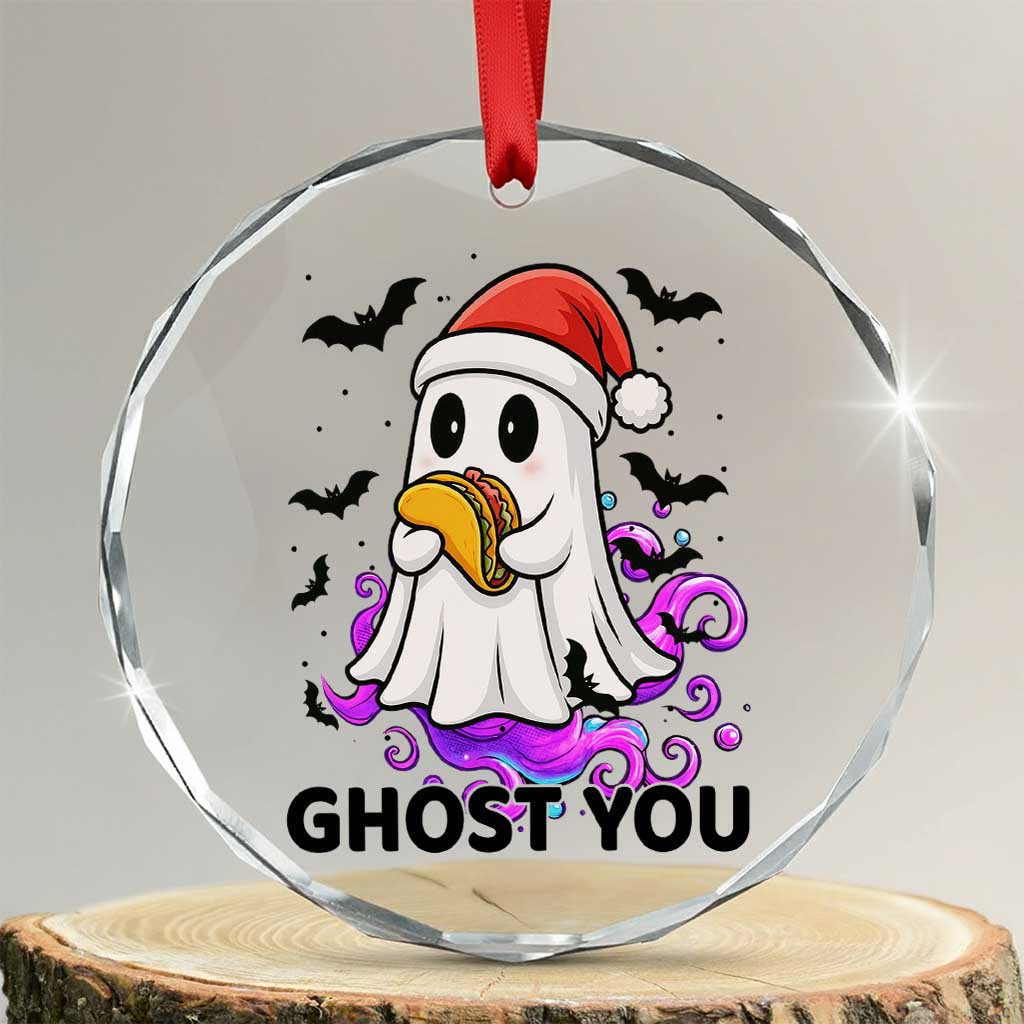 Funny Ghost Halloween Christmas Crystal Glass Ornament Ghost You TS14 Transparent Glass 3'' Circle Print Your Wear