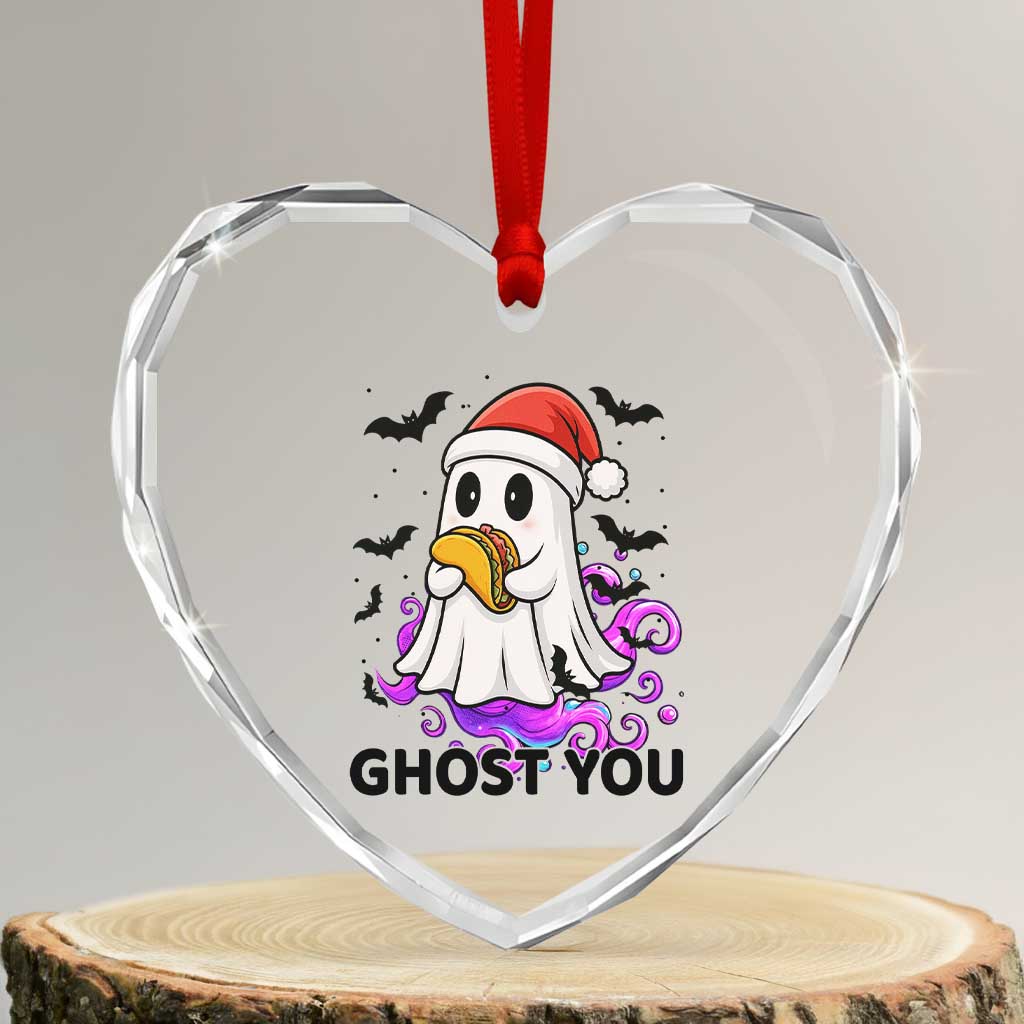 Funny Ghost Halloween Christmas Heart Crystal Glass Ornament Ghost You TS14 Transparent Glass 3'' Heart Print Your Wear