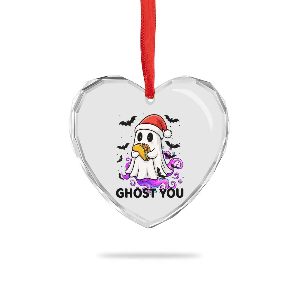 Funny Ghost Halloween Christmas Heart Crystal Glass Ornament Ghost You TS14 Print Your Wear