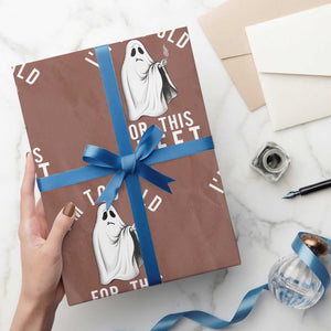 Funny Ghost Halloween Wrapping Paper Roll I Am Too Old For This Sheet TS14 Mocha Print Your Wear