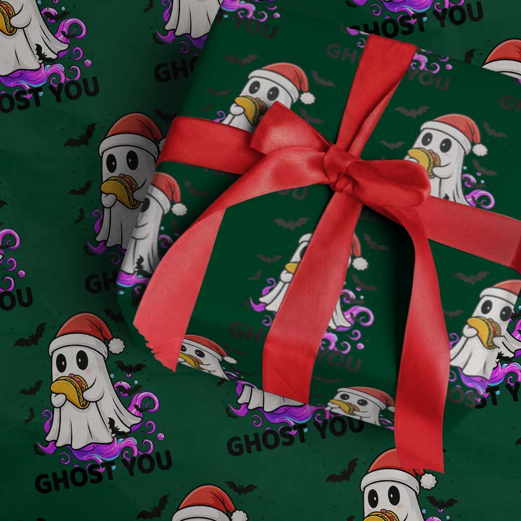 Funny Ghost Halloween Xmas Wrapping Paper Roll Ghost You TS14 Green Print Your Wear