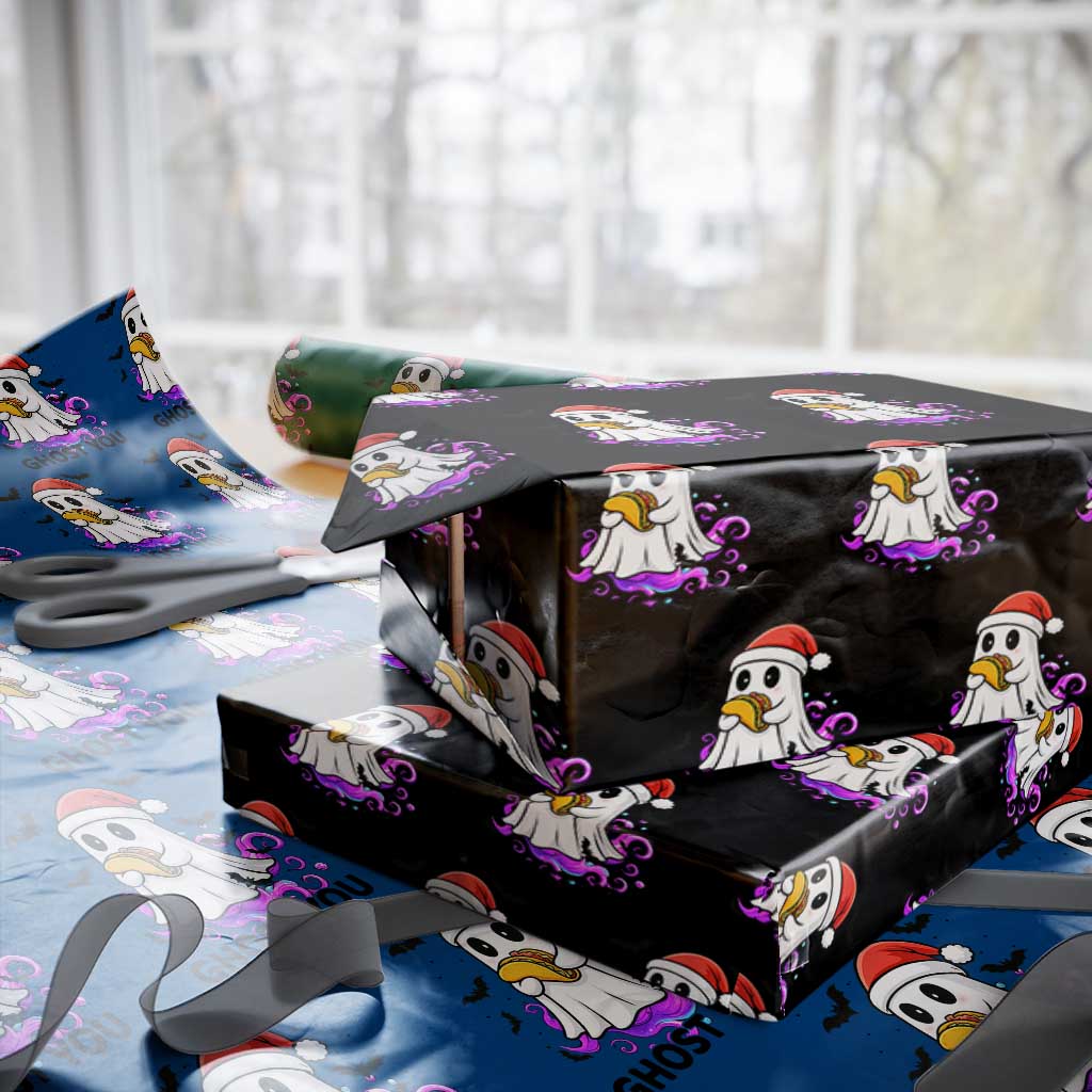 Funny Ghost Halloween Xmas Wrapping Paper Roll Ghost You TS14 Black Print Your Wear