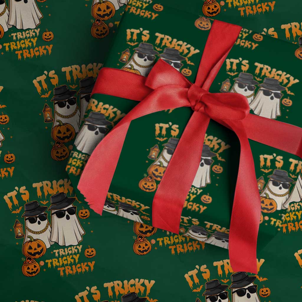 Funny Ghost Wrapping Paper Roll It's Tricky Tricky Tricky 90s Nostalgia Halloween Costume TS10 Green Print Your Wear