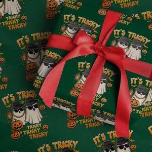 Funny Ghost Wrapping Paper Roll It's Tricky Tricky Tricky 90s Nostalgia Halloween Costume TS10 Green Print Your Wear