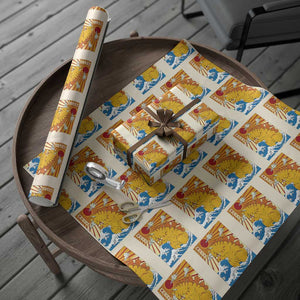 Funny Giant Cat Monster Japanese Anime Kawaii Wrapping Paper Roll Retro Vintage Japan Inspo Graphic TS02 Beige Print Your Wear