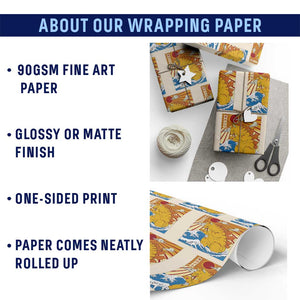 Funny Giant Cat Monster Japanese Anime Kawaii Wrapping Paper Roll Retro Vintage Japan Inspo Graphic TS02 Print Your Wear