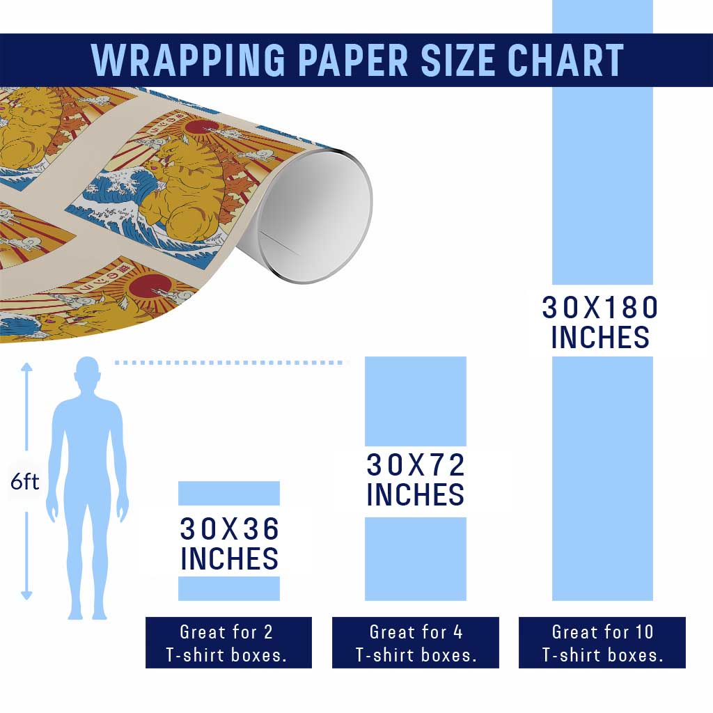 Funny Giant Cat Monster Japanese Anime Kawaii Wrapping Paper Roll Retro Vintage Japan Inspo Graphic TS02 Print Your Wear