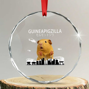 Funny Giant Guinea Pig Monster Roaring Tokyo Japan Crystal Glass Ornament Guineapigzilla TS12 Transparent Glass 3'' Circle Print Your Wear