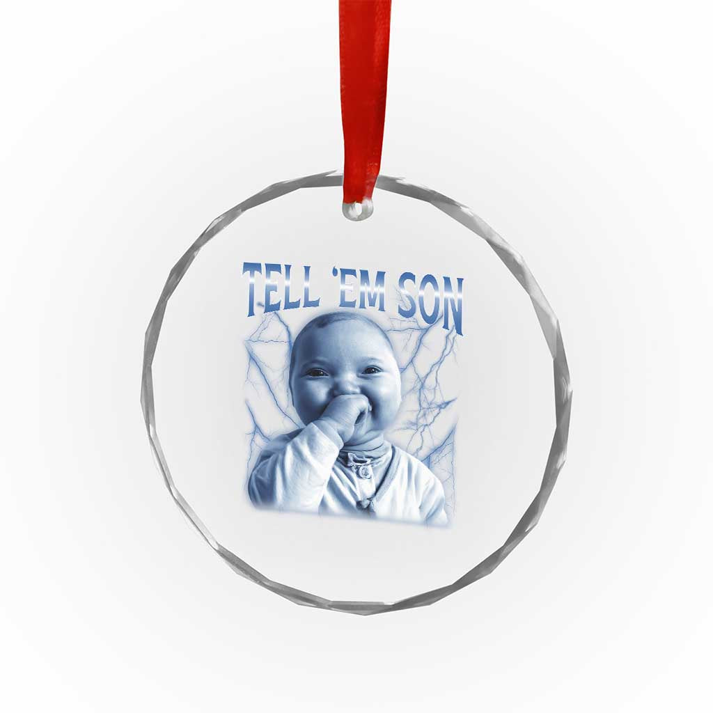 Funny Giggling Niche Baby Is Calling Crystal Glass Ornament Tuff Baby AI Laughing Gen Alpha Meme TS02 Print Your Wear