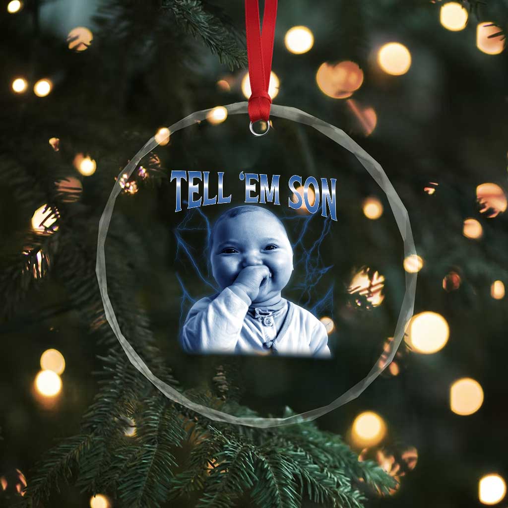 Funny Giggling Niche Baby Is Calling Crystal Glass Ornament Tuff Baby AI Laughing Gen Alpha Meme TS02 Print Your Wear