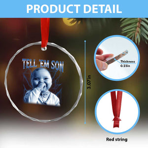Funny Giggling Niche Baby Is Calling Crystal Glass Ornament Tuff Baby AI Laughing Gen Alpha Meme TS02 Print Your Wear